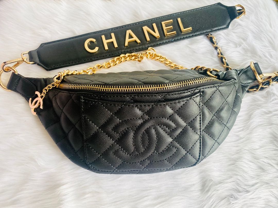Chanel Black Glazed Calfskin Pocket Banane Fanny Pack Belt Waist Bag   Boutique Patina