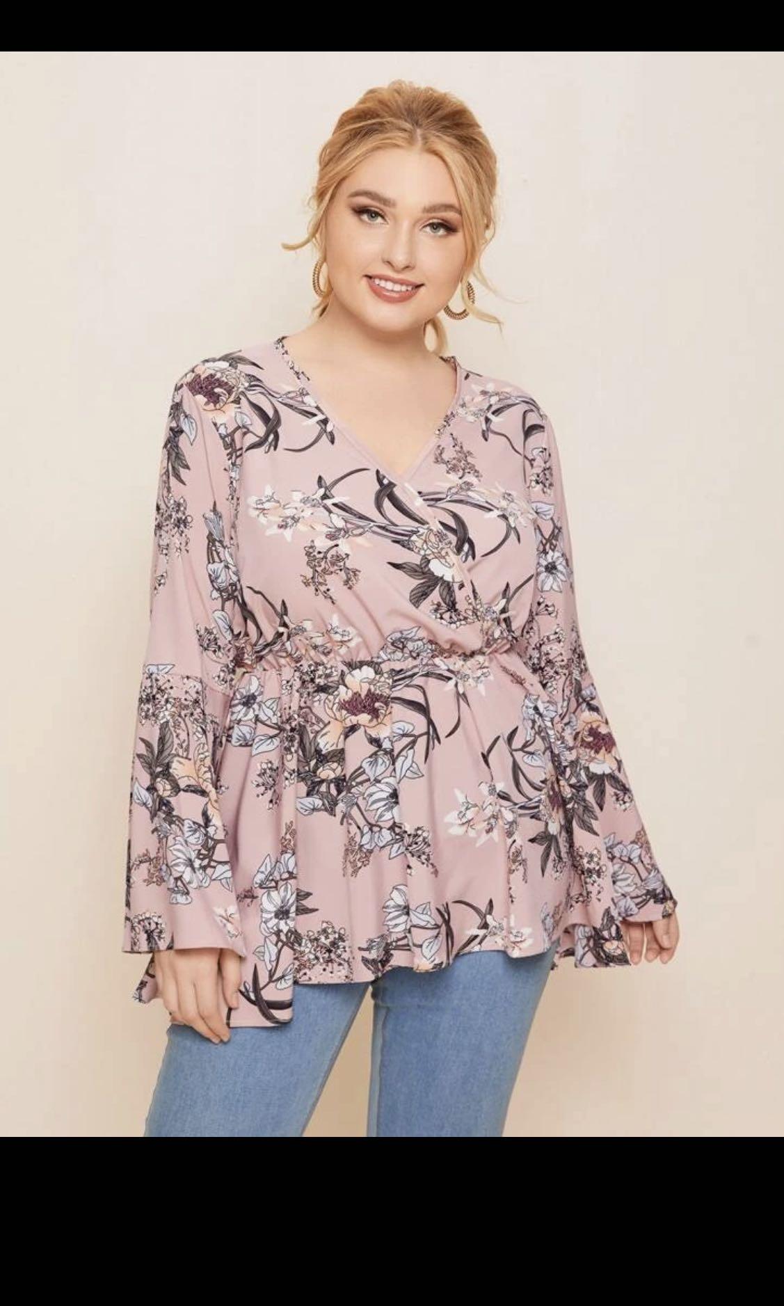 pink ruffle blouse plus size