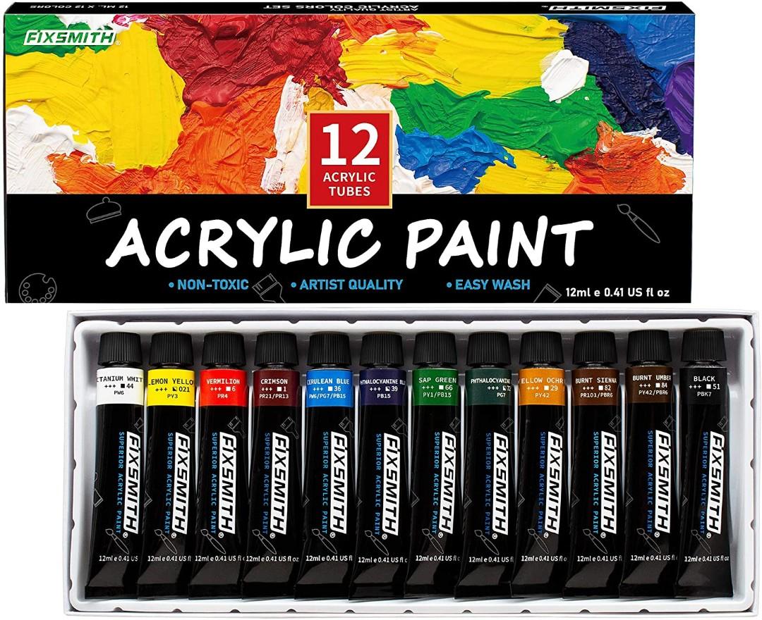 Fade Resistant, Non-Toxic Acrylic Paint Set for Canvas and Wood Crafts