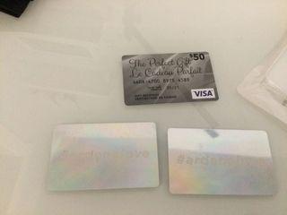 Ardenes gift card and 50 dollar visa