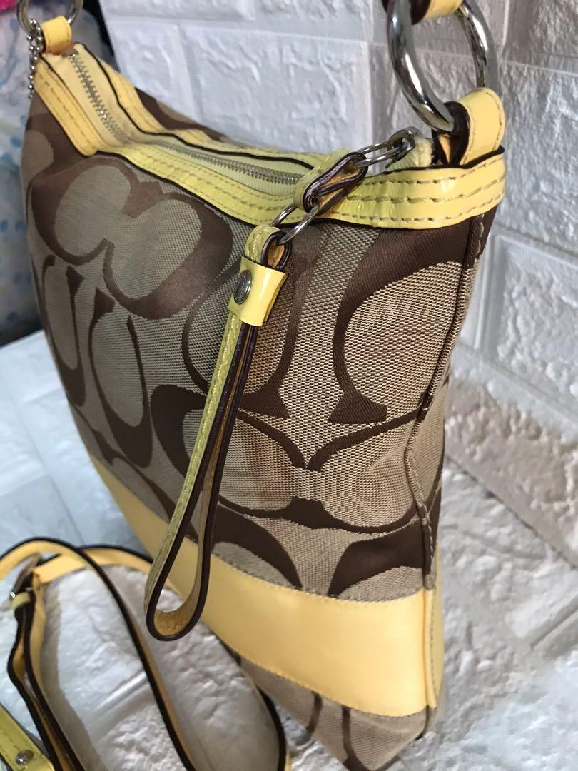Sale COACH F13674 Brown yellow Shoulder Crossbody Bag In