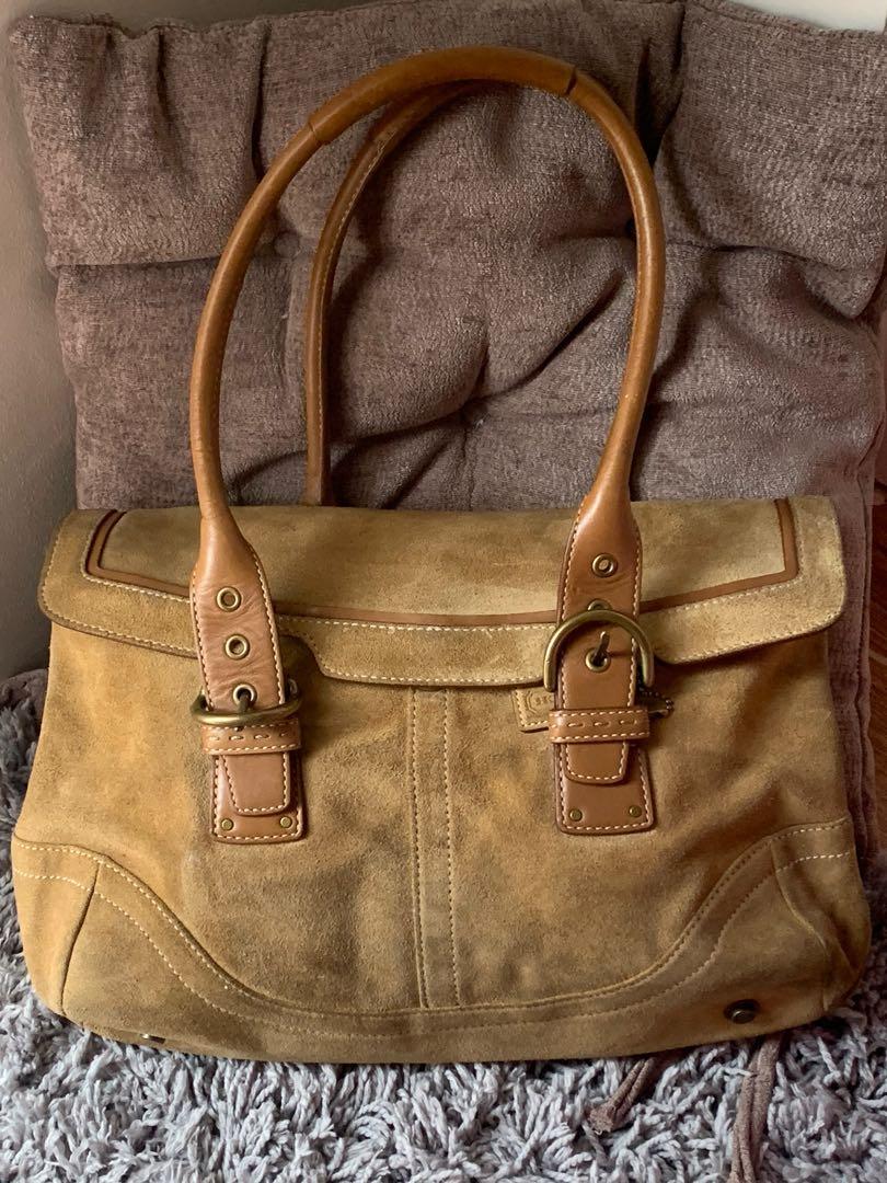 Coach leather and suede hot sale bag