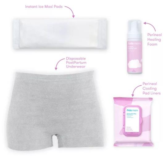 Frida Mom Postpartum Recovery Essentials Kit (Category: Body Care) located in Marikina City. Submitted by skowshop (Listing ID 1068985499, Image 3). Description: Description The bathroom recovery regimen you won’t want to pee without. Contains everything you need to jump-start recovery during those first few visits to the bathroom. What's Inside: • Disposable Postpartum Underwear (4 pairs) - Size Regular, Waist 28"" - 42"" • Instant Ice Maxi Pads