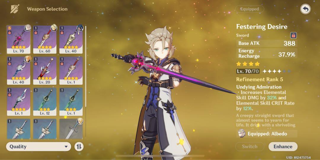 GENSHIN IMPACT ALBEDO + JEAN + 5 STAR WEAPON, Video Gaming, Video Games