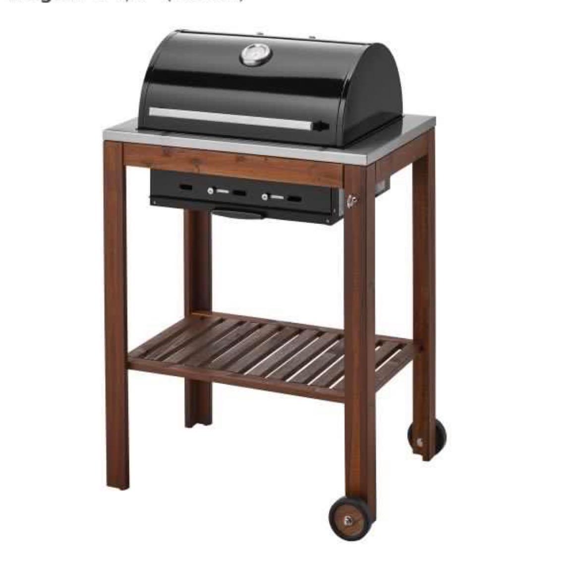 IKEA Klasen BBQ Charcoal Grill in Brown Stain Wood, Furniture & Home