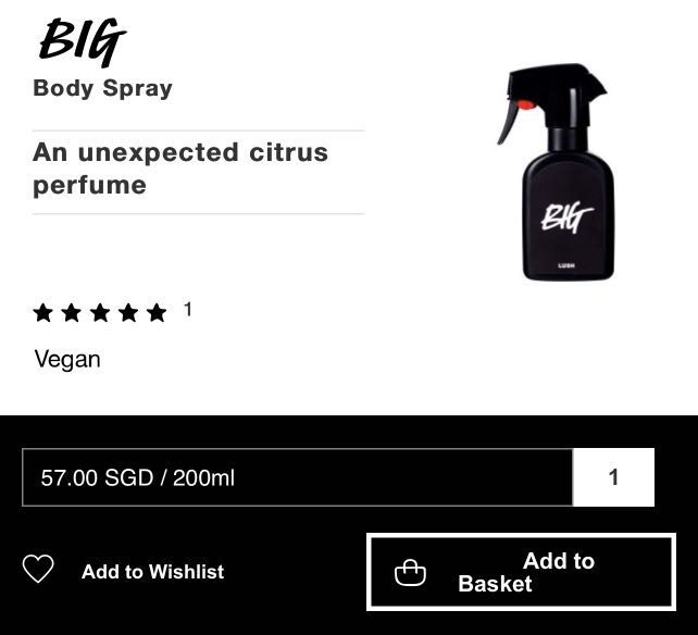 LUSH Big Body Spray, Beauty & Personal Care, Fragrance & Deodorants on
