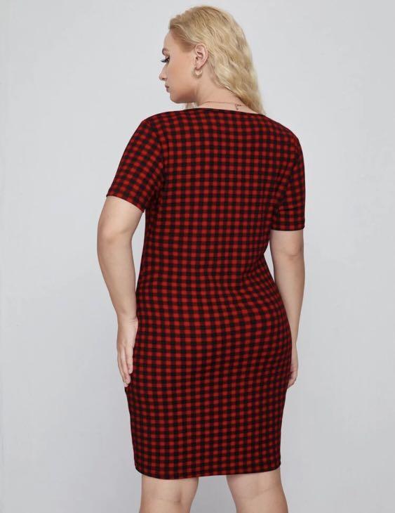 Plus size buffalo plaid dress Clearance