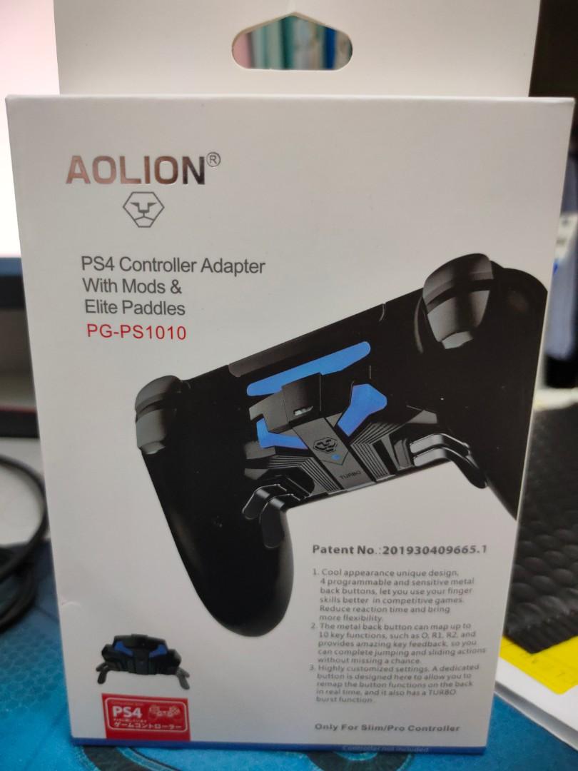 Portable Back Button Attachment Professional with Mapping Ergonomic 4 Paddles Gaming Controller Adapter Black for PS4 slim