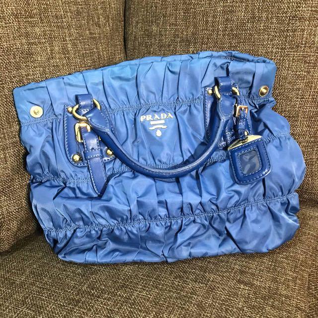Prada Ruffled Handbag (Royal Blue), Luxury, Bags & Wallets on Carousell