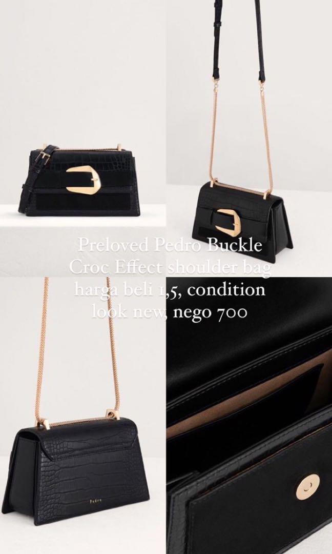 Preloved Pedro Buckle Croc Effect shoulder bag, Fesyen Wanita, Tas u0026 Dompet  di Carousell