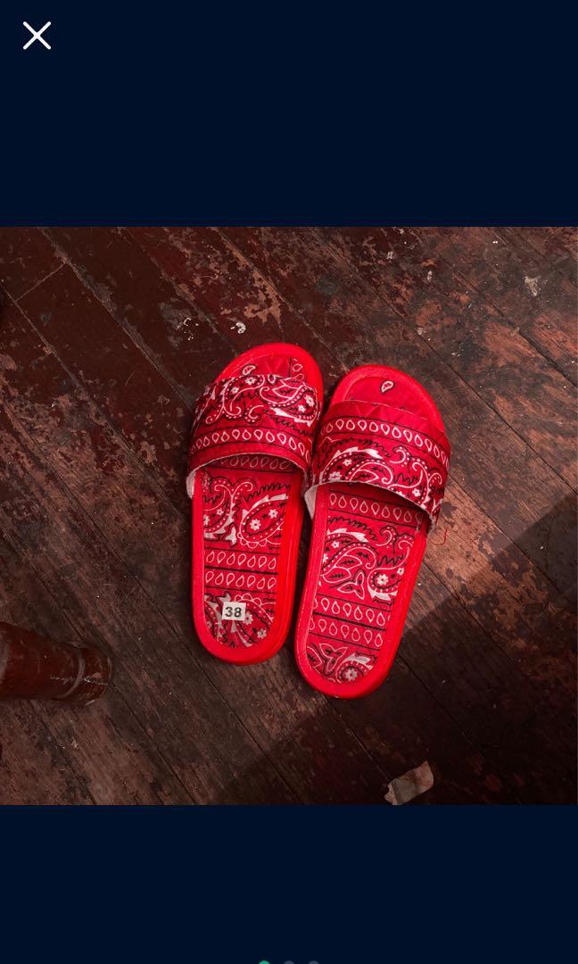red bandana slippers