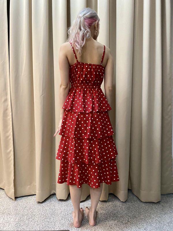 Red White Polka Dot Layered Dress