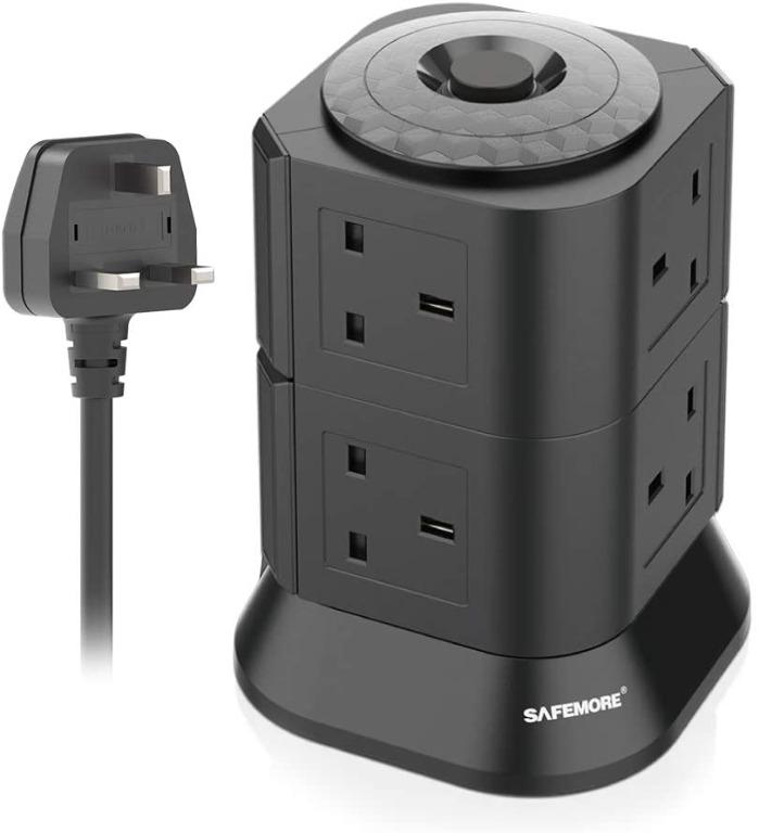 SAFEMORE 8 Gang Extension Lead, Surge Protected Multiple Power Plug