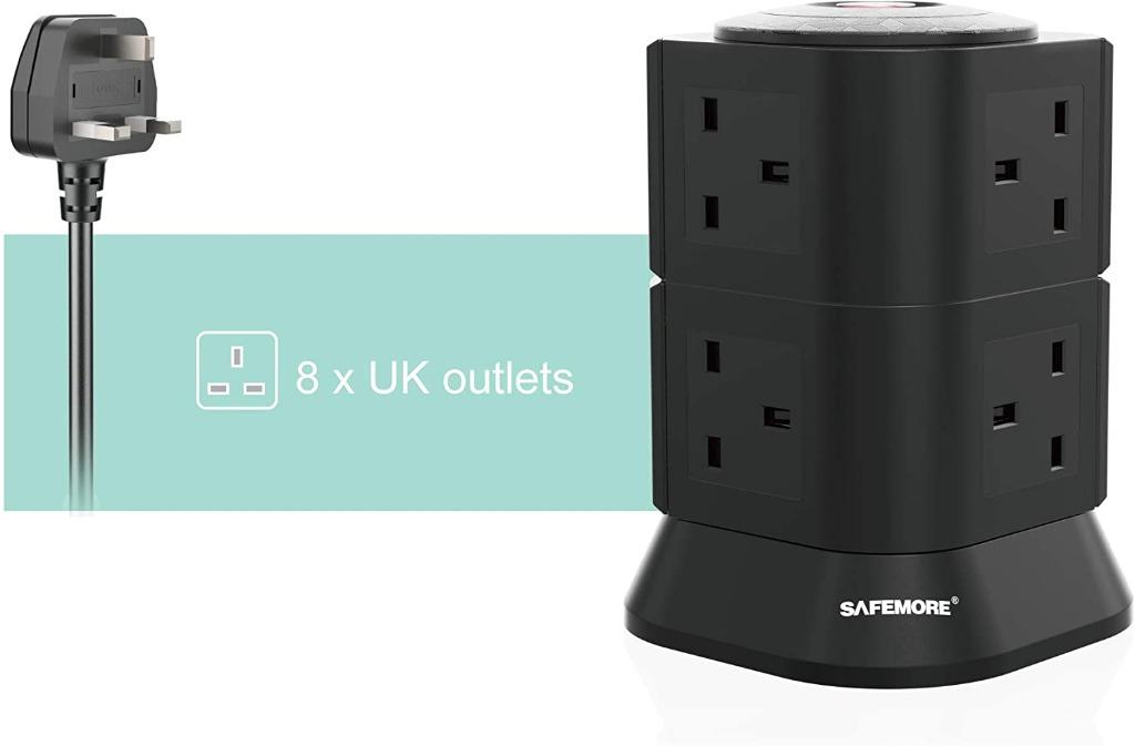 SAFEMORE 8 Gang Extension Lead, Surge Protected Multiple Power Plug