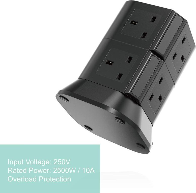 SAFEMORE 8 Gang Extension Lead, Surge Protected Multiple Power Plug