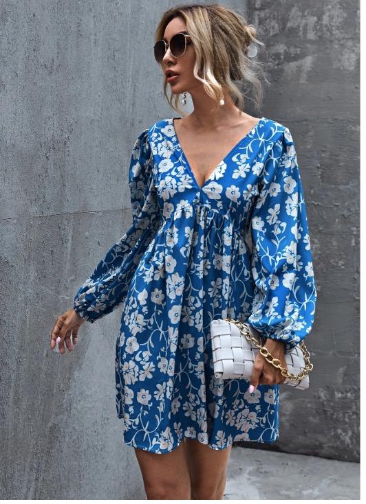 Shein blue discount floral dress