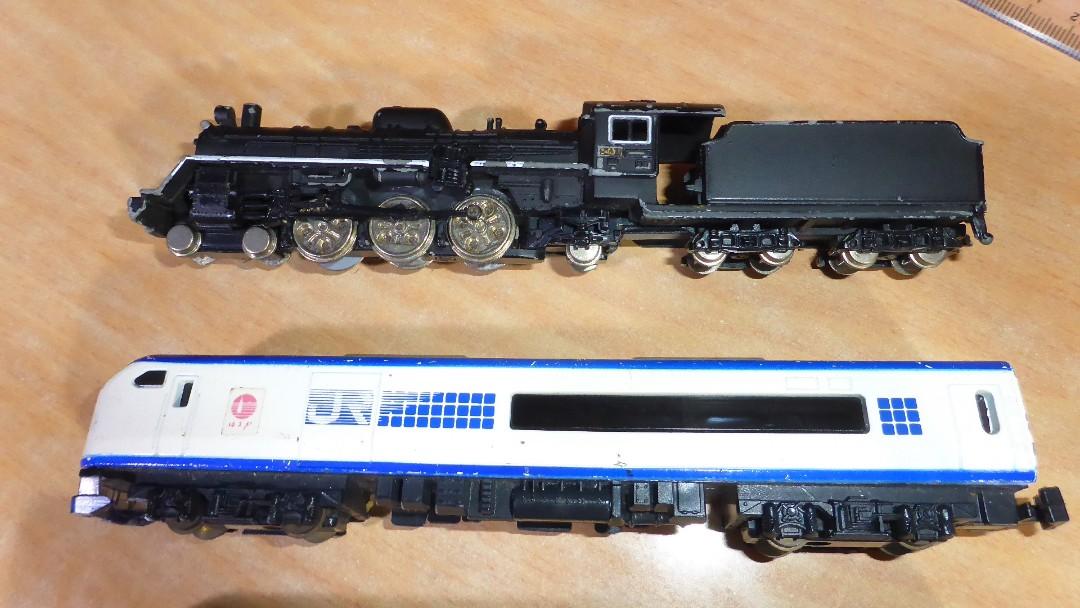 Trane Diecast Model N Scale Bundle Japan (Category: Vehicle & Diecast Models) located in Paranaque City. Submitted by kutoi.ancheta (Listing ID 1068927306, Image 3). Description: Trane Diecast Model N Scale Bundle Japan No.65 700 Shinkansen Tokaido Line (limited) No.28 Limited Express Train Haruka No.26 C-57 Steam Locomotive No.20 Shonan-Shinjuku Line size: 15.5 x 2.5 x 2.5 cms metal sides and roof, plastic bottom signs of use! ₱2500 take all as 