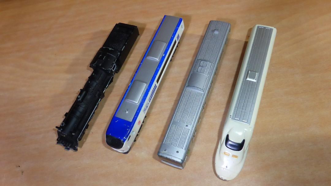 Trane Diecast Model N Scale Bundle Japan (Category: Vehicle & Diecast Models) located in Paranaque City. Submitted by kutoi.ancheta (Listing ID 1068927306, Image 2). Description: Trane Diecast Model N Scale Bundle Japan No.65 700 Shinkansen Tokaido Line (limited) No.28 Limited Express Train Haruka No.26 C-57 Steam Locomotive No.20 Shonan-Shinjuku Line size: 15.5 x 2.5 x 2.5 cms metal sides and roof, plastic bottom signs of use! ₱2500 take all as 