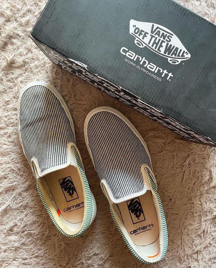 Vans X Carhartt (Hickory Stripes), Men's Footwear, Sneakers on Carousell