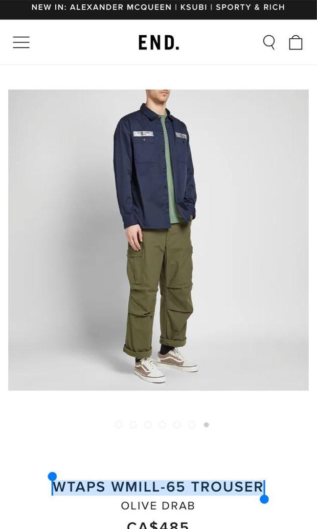 WTAPS WMILL-65 TROUSER Olive and Black Size 3, 男裝, 褲＆半截裙