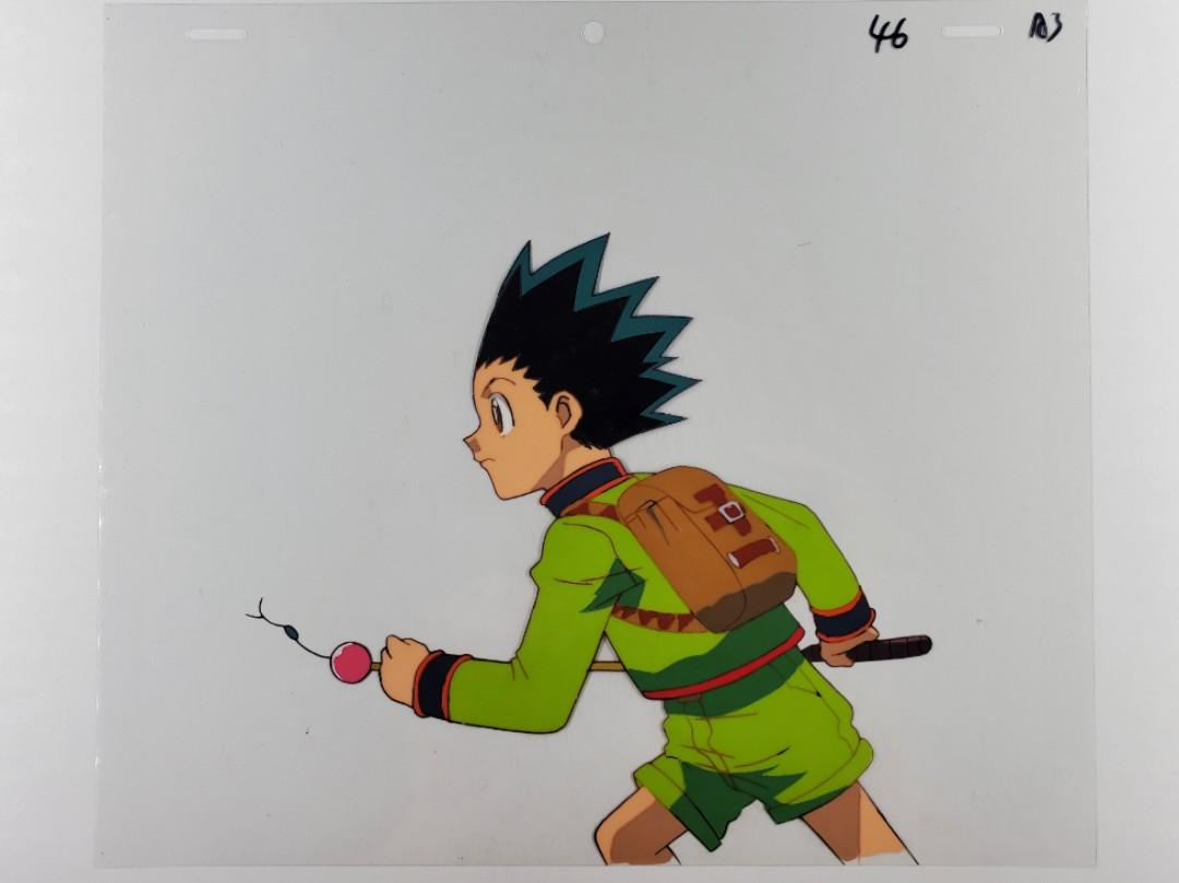 Hunter x Hunter by Pierrot Co., Ltd. Kuroro with Facial Cut from Fighting  Episode 62 Animation Cel with Douga and Printed Background  庫洛洛在戰鬥中割傷臉頰（第62集）賽璐璐，附線稿及印刷背景