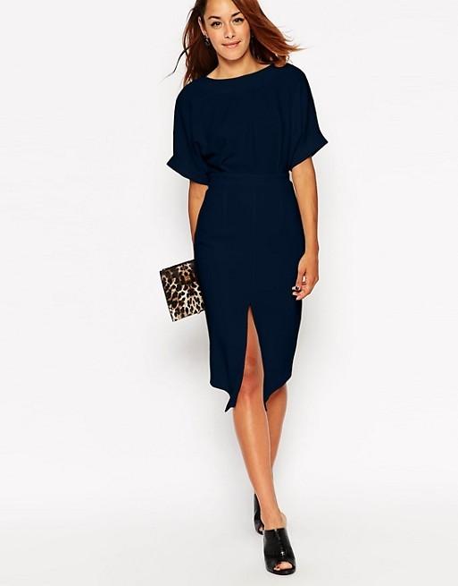 Navy blue wiggle dress top