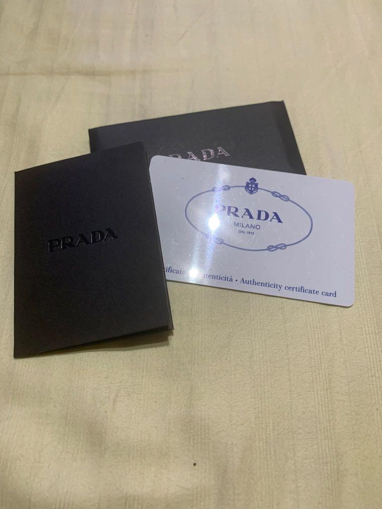 Authentic Prada authenticity card, care cards, receipt envelope and tags,  Luxury, Accessories on Carousell