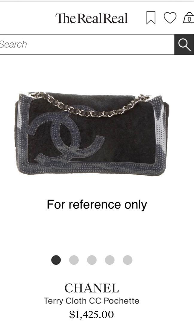Authentic Chanel Terry Cloth Pochette, Luxury, Bags & Wallets on Carousell