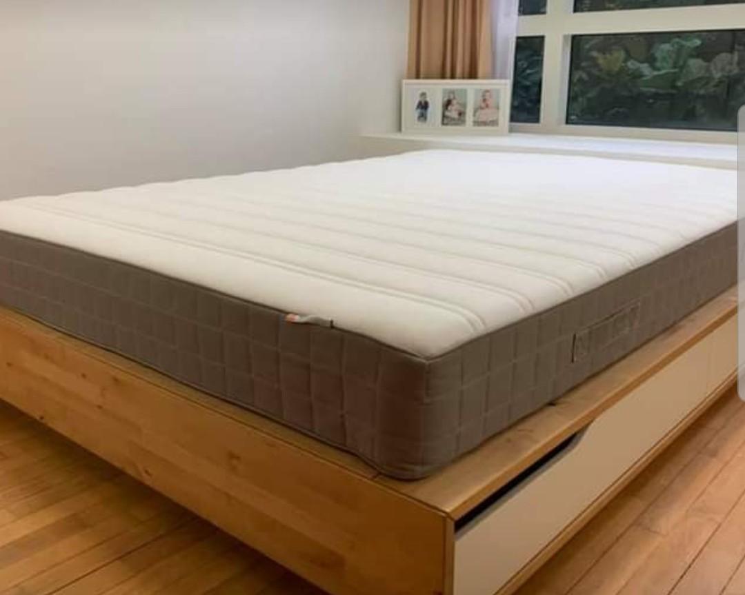 Bed with storage (Category: Bed Frames & Mattresses) located in Singapore. Submitted by msjennifer (Listing ID 1069013148, Image 1). Description: Ikea bed with mattress. 4 pull out drawers with storage. Used, kept well..