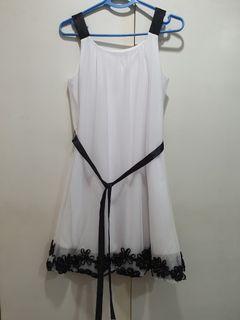 Black/White Tulle Dress with Soutache Design