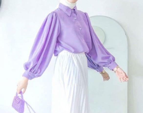 Blouse Lilac Lengan Balon - bisa untuk