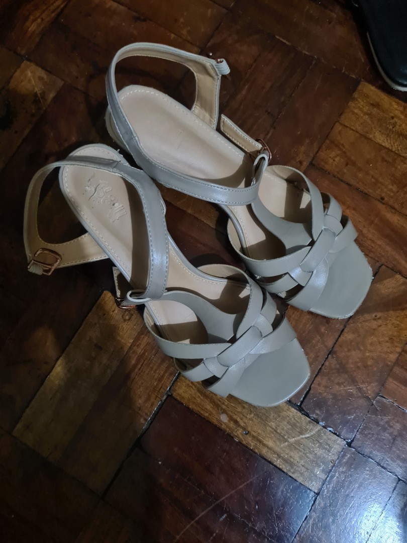 bone colored strappy heels