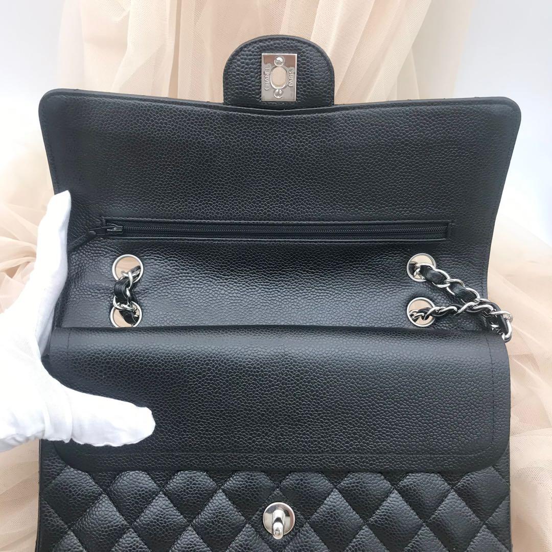 Chanel Classic Medium Double Flap Bag in caviar leather and silver  hardware, Luxury, Bags & Wallets on Carousell