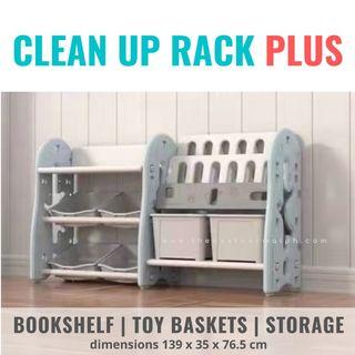 CLEAN UP RACK PLUS KIDS STORAGE ORGANIZATION BOOKSHELF