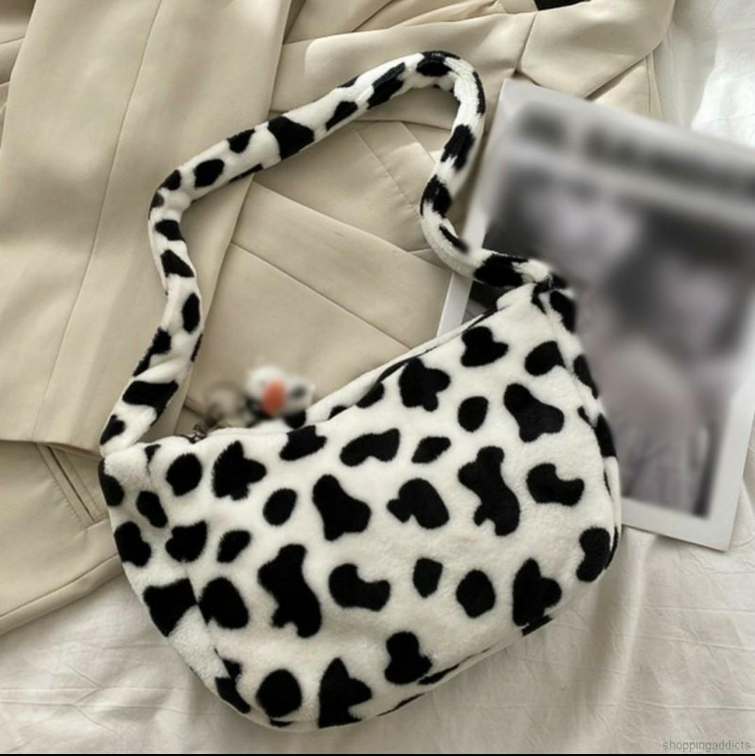 Y2k Cow print fluffy fur bag