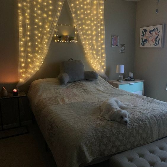 Fairy lights on sales headboard