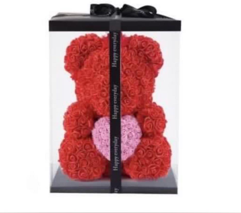 Foam flower rose teddy bear with heart and led light. MUST have in dark