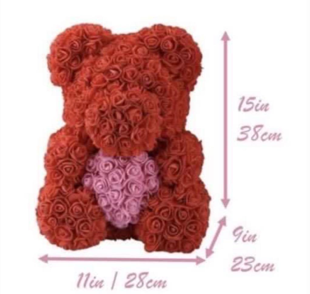 Foam flower rose teddy bear with heart and led light. MUST have in dark