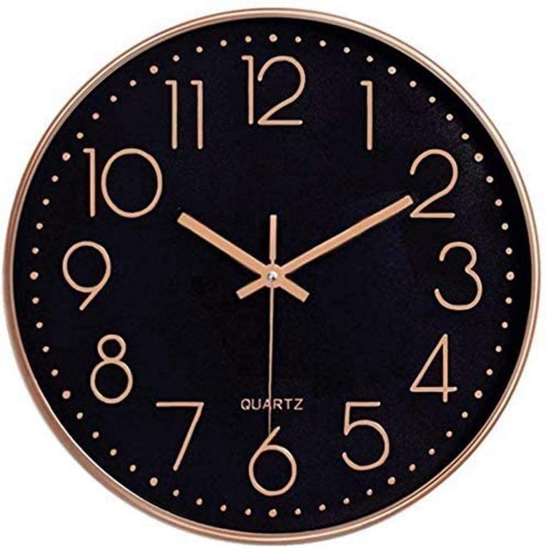 quiet large dial silver modern Tebery 30cm wall clock without ticking