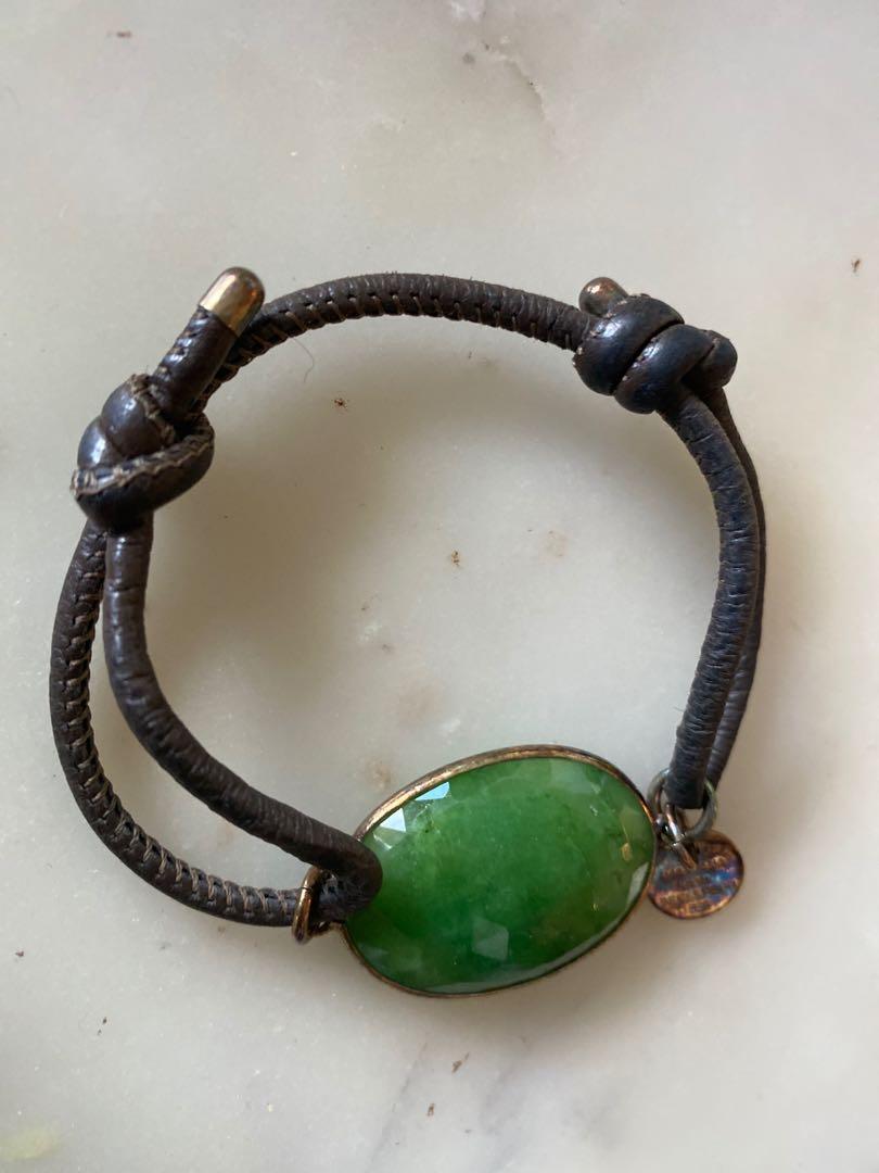 Green Aventurine Stone Statement Bracelet- adjustable leather strap- opportunity, luck, wealth, optimism (Category: Bracelets) located in Manila. Submitted by smeepmoop (Listing ID 1069005381, Image 2). Description: Free delivery within metro manila German designer brand and quality Original price Php 8,000 +.
