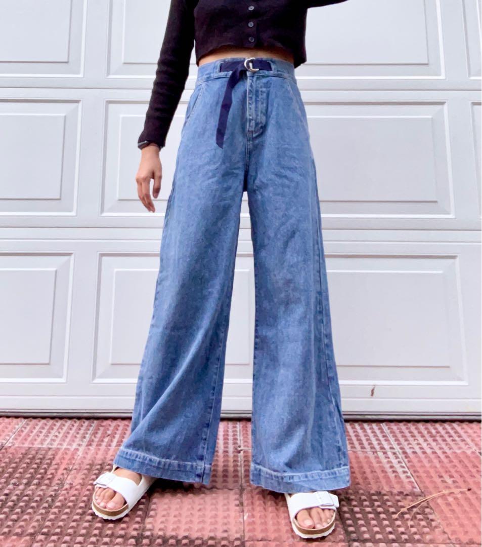 HIGHWAIST DENIM WIDE LEG PANTS, Women's 