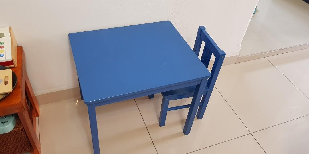 IKEA kids table and chair KRITTER in blue