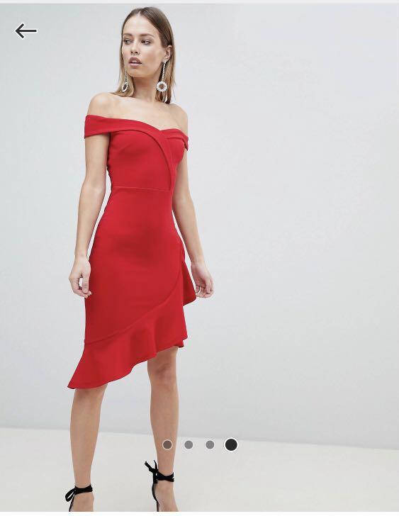 Lipsy red discount bardot dress