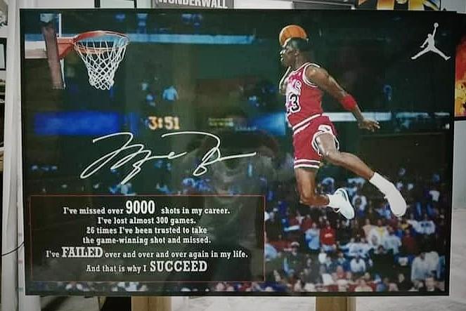 Michael Jordan Dunk Wall Poster Frames Signature Quotes Inspires