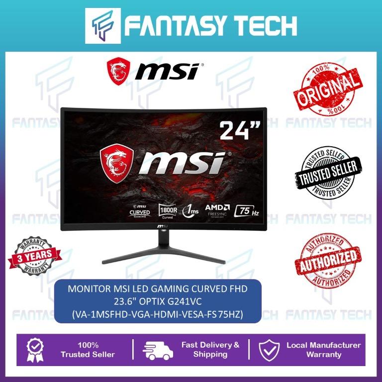 Msi Led Gaming Curved Monitor Fhd 24 Optix G241vc Va 1ms Fhd Vga Hdmi Vesa Fs 75hz Electronics Others On Carousell