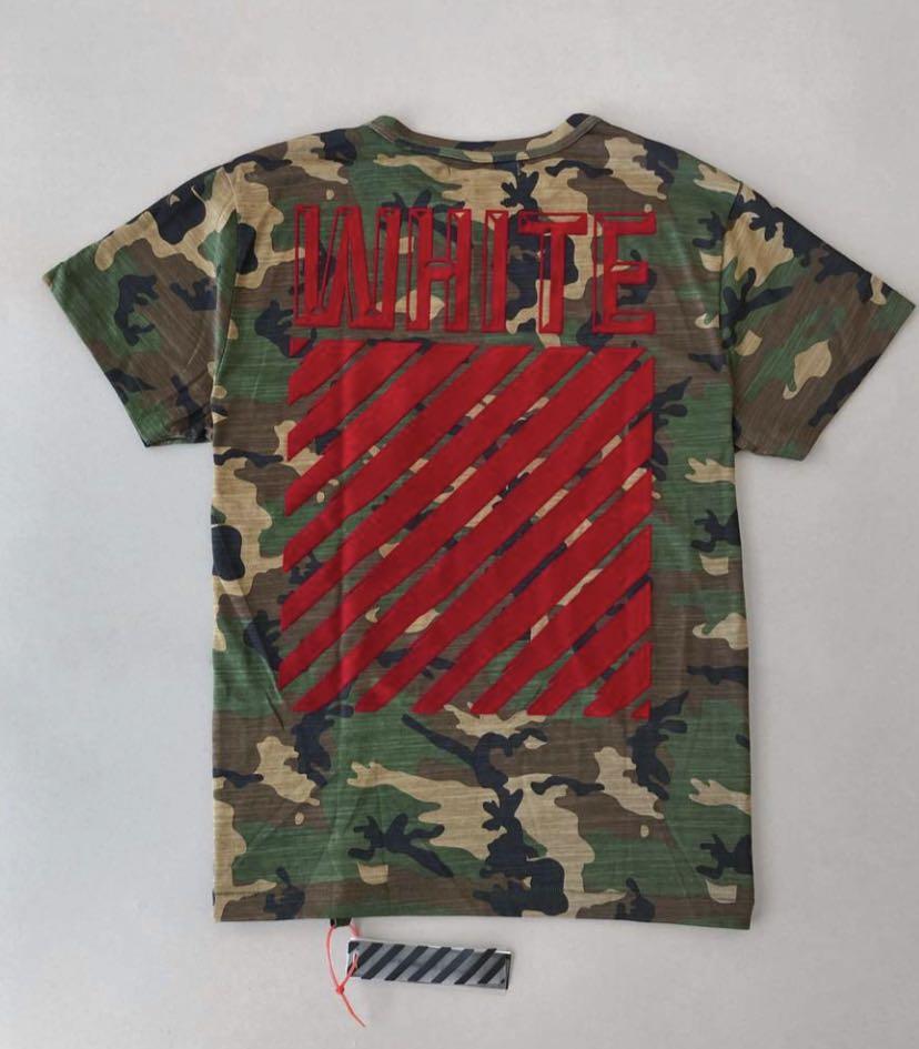 Off white camo tee (Category: Tshirts & Polo Shirts) located in Banting. Submitted by dannybravo (Listing ID 1069106820, Image 2). Description: 100% cotton. Slub knit. Velveteen graphic print throughout. Summer 2018 Collection .