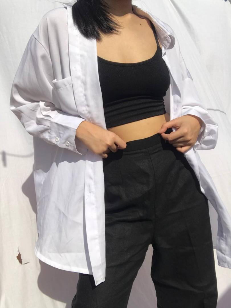 Oversized white shop polo outfit