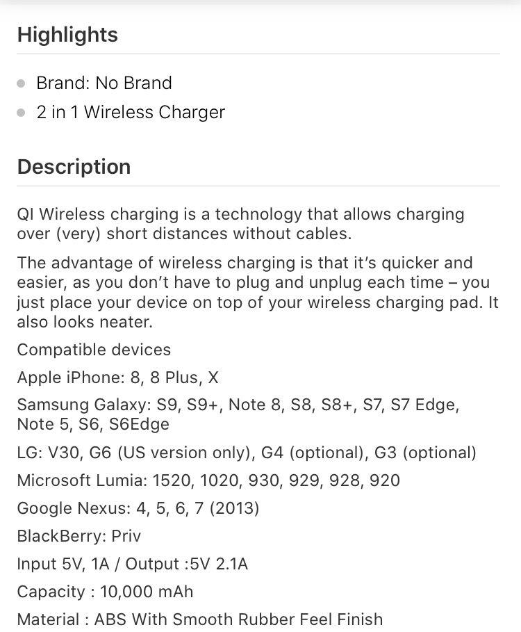 Qi Wireless charger 10,000MAH406076755909683201