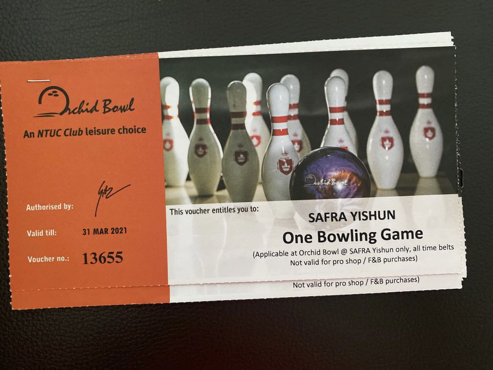 Safra Yishun Orchid Bowl Bowling Game Tickets Vouchers Vouchers On Carousell