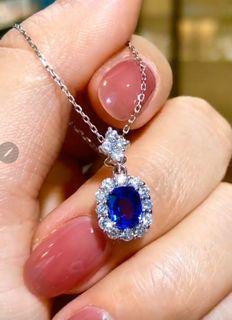 Sapphire Diamond Pendant and Chain